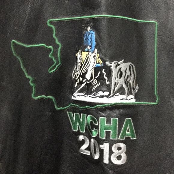 Trophy horse leather jacket ranch coat cutting horse equestrian cowboy rodeo - Picture 4 of 11